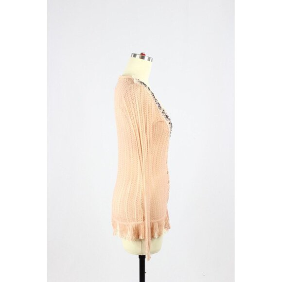 D&G DOLCE & GABBANA Pink Pointelle Knit Embellished Cardigan Sweater, Size XS - Picture 2 of 16